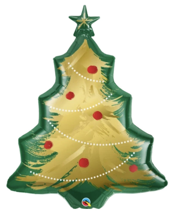 40" SHAPE FOIL CHRISTMAS TREE BRUSHED GOLD